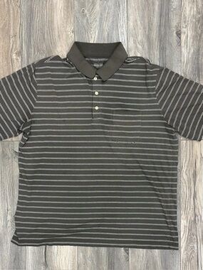 Merona Striped Polo Shirt Brown Grey XL